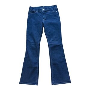 White House Black Market Skinny Flare Jeans Dark Indigo Blue Size 6